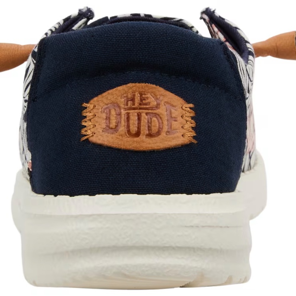Hey Dude Womens Slip-On Sneakers in Navy, White & Blush Leaf Print - Picture 6 of 6